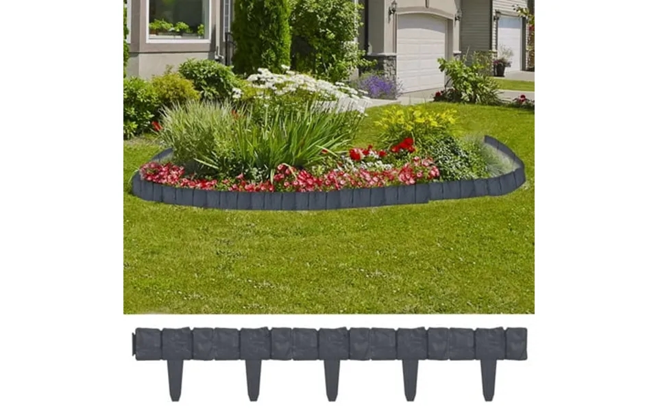 Vidaxl Lawn Fence Stone Look 41 Pcs Plastic 393.7