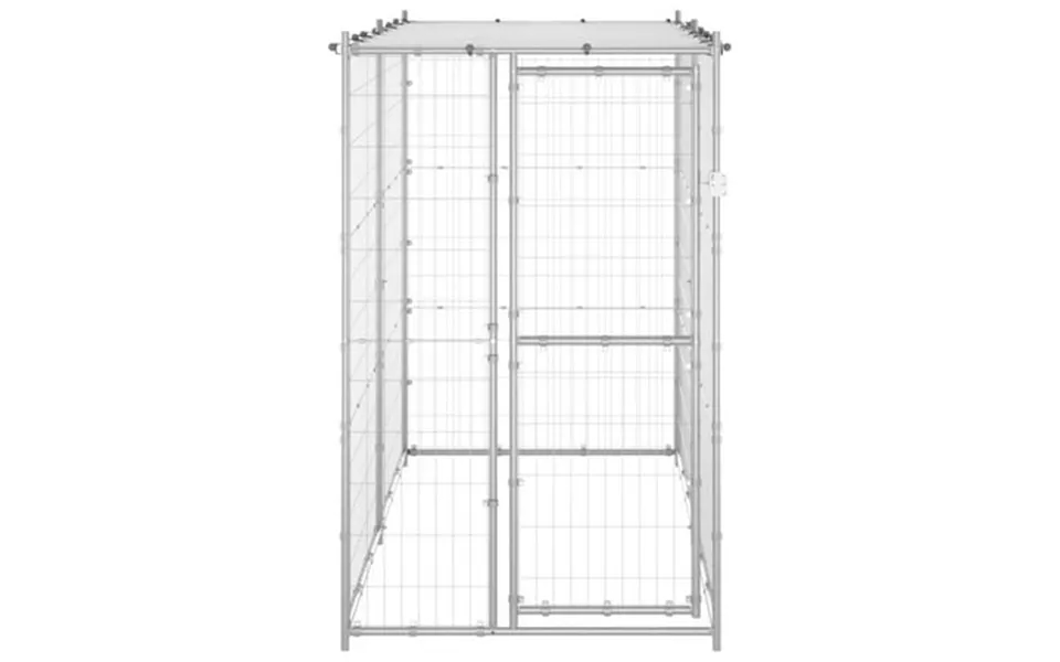Vidaxl Outdoor Dog Kennel Galvanized Steel With Roof 43.3 X86