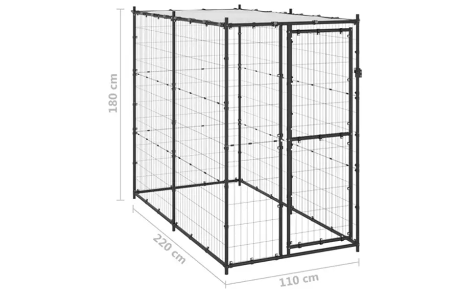 Vidaxl Outdoor Dog Kennel Steel With Roof 43.3 X86.6 X70.9