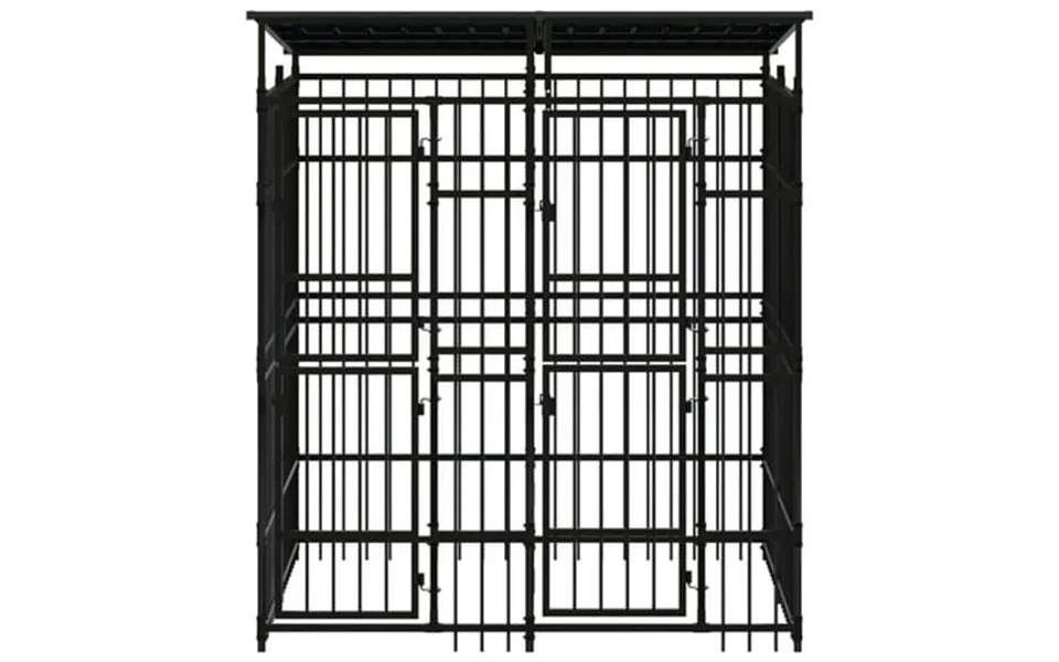 Vidaxl Outdoor Dog Kennel With Roof Steel 39.7 Ft