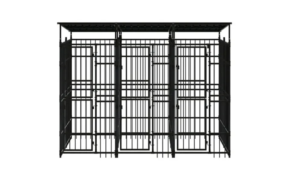 Vidaxl Outdoor Dog Kennel With Roof Steel 59.5 Ft