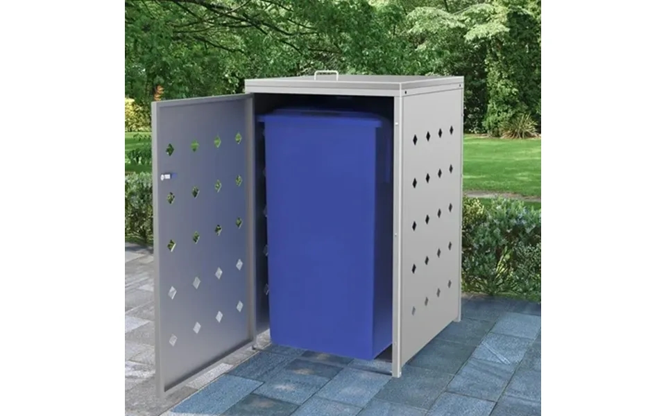 Vidaxl Single Wheelie Bin Shed 63.4 Gal Stainless Steel