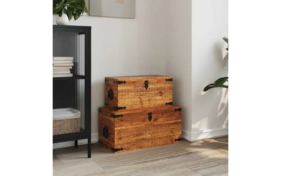 Vidaxl Storage Chest Set 2 Pieces Rough Mango Wood