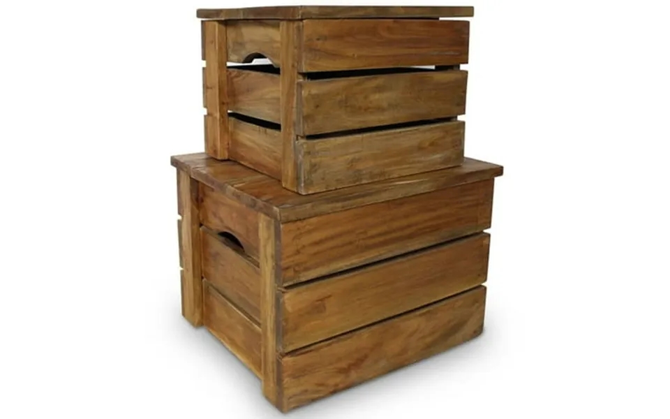 Vidaxl Storage Crate Set 2 Pieces Solid Reclaimed Wood