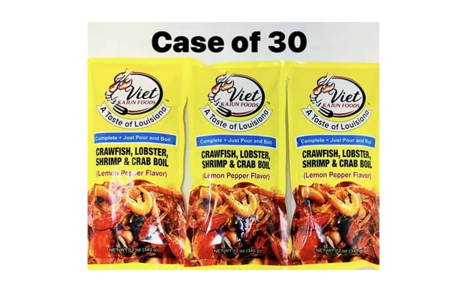 Viet Cajun Crawfish Lobster Shrimp & Crab Boil Lemon Pepper Flavor 30 Count 12oz Pouch Made In Usa