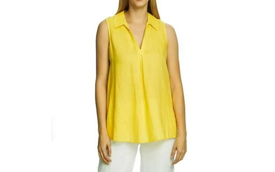Vince Camuto Women S Soft Linen Split Neck Sleeveless Relaxed Fit Blouse Tunic Top