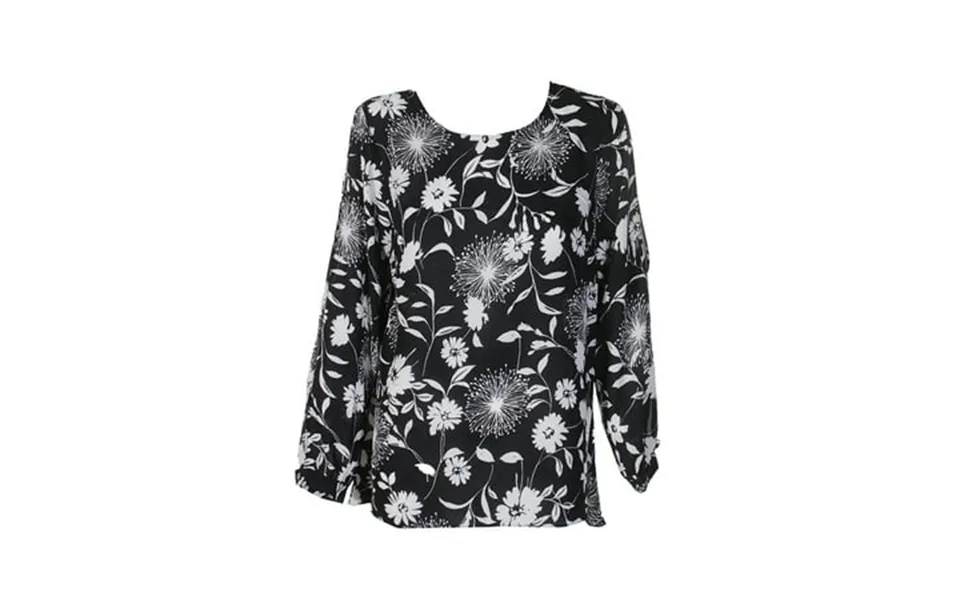 Vince Camuto Womens Black White Floral Printed Split-sleeve Blouse Xs