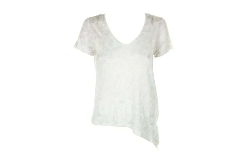 Vince Camuto Womens Ivory Short-sleeve Printed Asymmetrical Linen T-shirt S