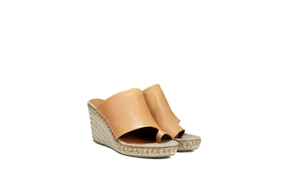 Vince. Womens Brown 1 2 Platform Toe-loop Stitch Detailing Padded Sutherland Round Toe Wedge Slip On Leather Espadrille