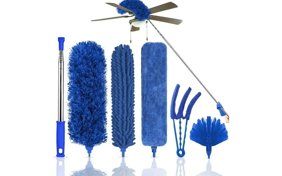 Vislone Microfiber Feather Duster 6pcs Washable Cobweb Dusters With 100 Extension Long Pole Cleaning Kit Bendable Telesc
