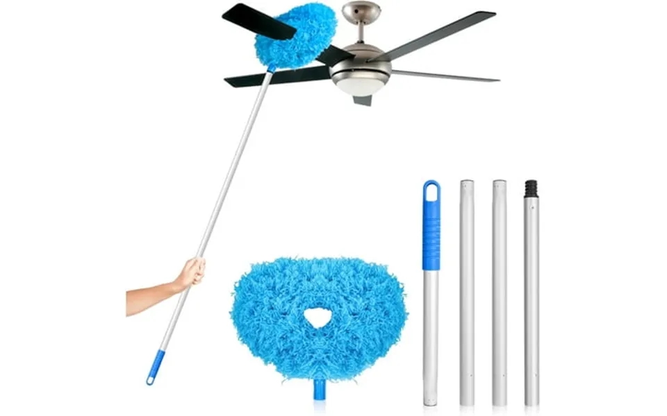 Vislone Reusble Microfiber Ceiling Fan Duster With 13 To 49.7 Extendable Handle Pole Blue