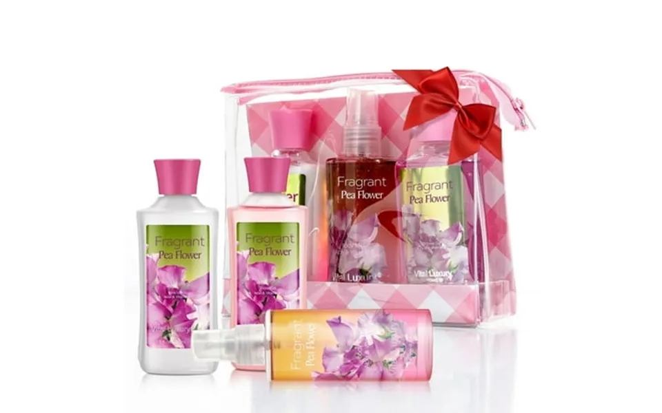 Vital Luxury Bath And Body Care Gift Travel Set With Body Lotion Gel And Mist Pea Flower Scent For Unisex Great For Gift