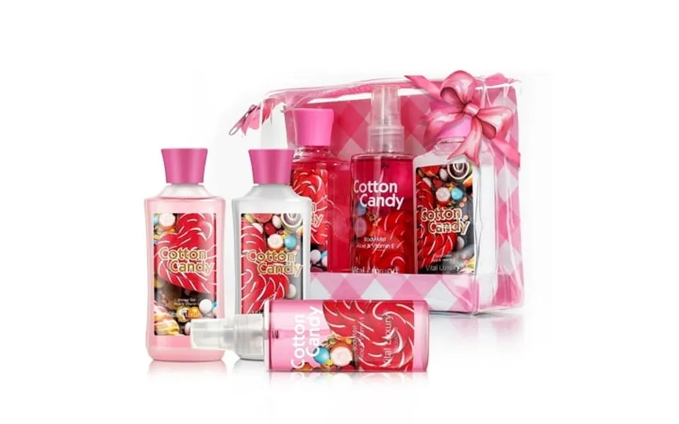 Vital Luxury Bath And Body Care Travel Set For Unisex Cotton Candy Scents With Body Lotion Mist And Gel