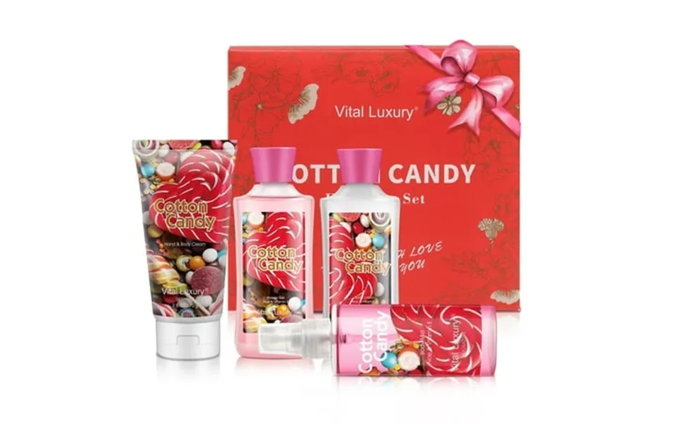 Vital Luxury Bath & Body Kit Cotton Candy Scent For Unisex Skincare Gift Home Spa Set With Body Lotion Mist Gel And Hand