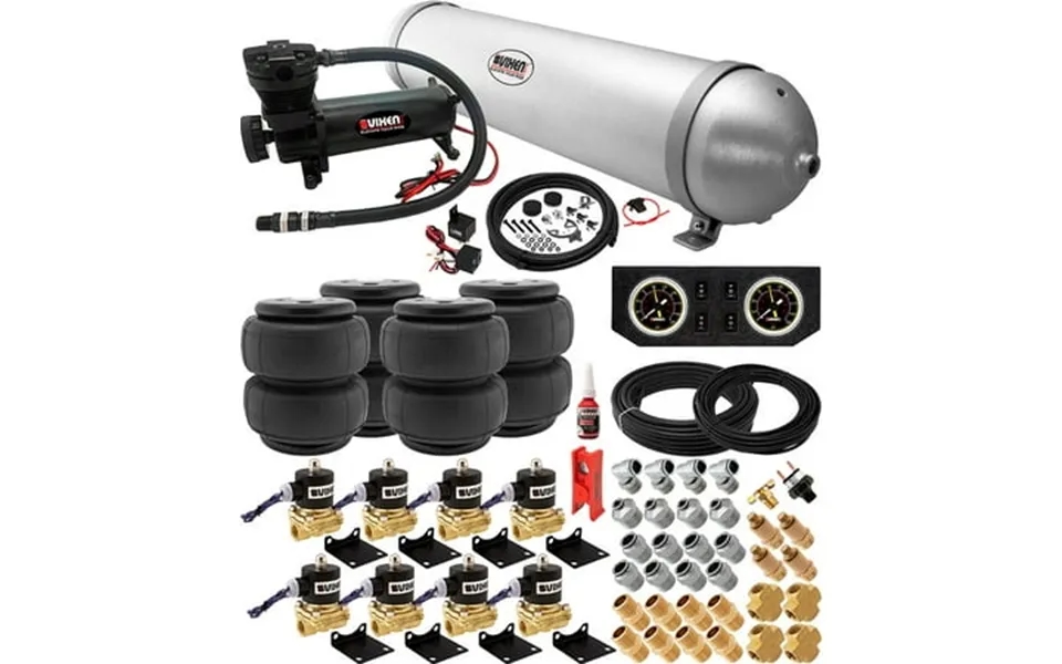 Vixen Air Suspension Kit For Truck Car Bag Air Ride Spring. On Board System- 200psi Compressor 5 Gallon Aluminum Tank