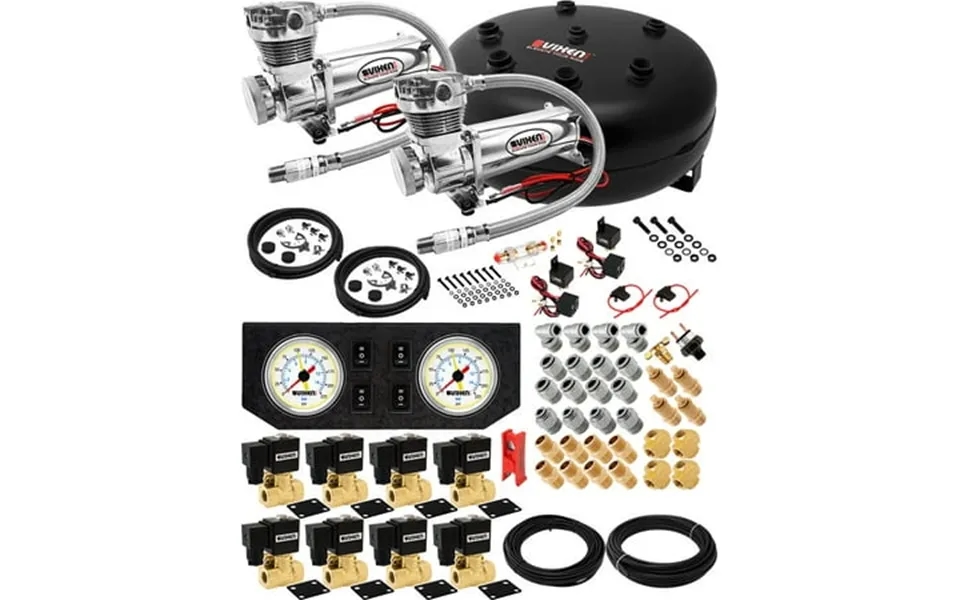 Vixen Air Suspension Kit For Truck Car Bag Air Ride Spring. On Board System- Dual 200psi Compressor 4 Gallon Tank