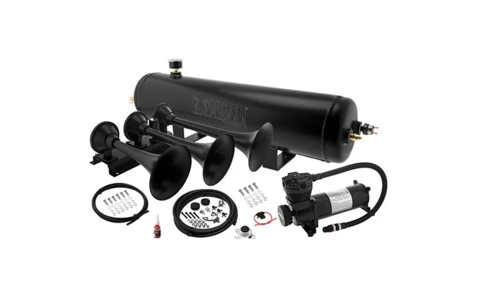 Vixen Horns Train Horn Kit For Trucks Car Semi. Complete Onboard System- 200psi Air Compressor 3 Gallon Aluminum Tank 3