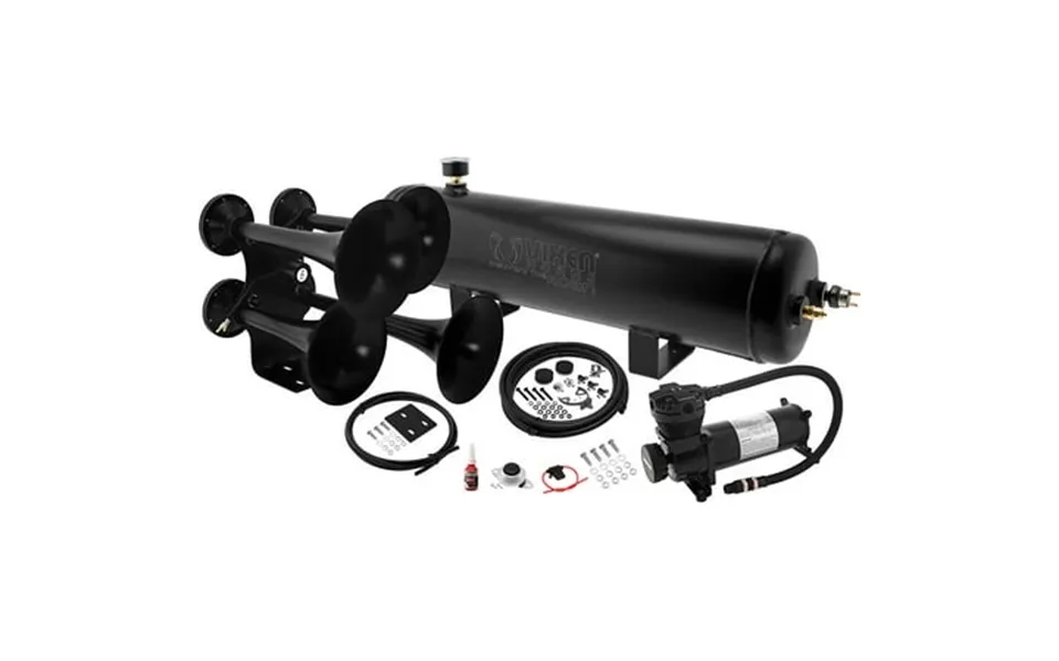 Vixen Horns Train Horn Kit For Trucks Car Semi. Complete Onboard System- 200psi Air Compressor 3 Gallon Aluminum Tank 4