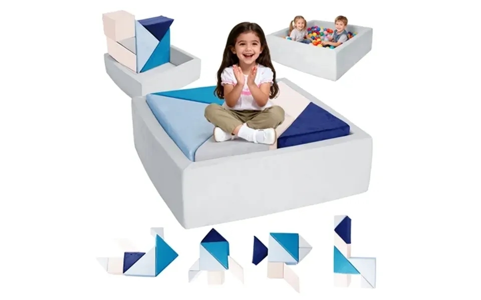 Vixlon 8pcs Kids Play Sofa Tangram Square Puzzles Couch Furniture Modular Play Couch For Kids Puzzle Solving Couch Build