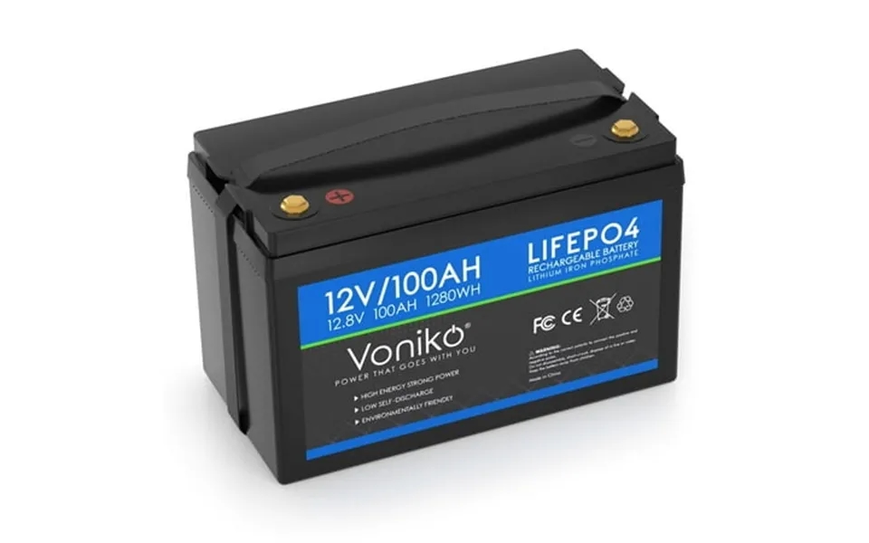 Voniko 12v 100ah Lifepo4 Lithium Battery 2000 Cycles Built-in Smart Bms For Rv Camping