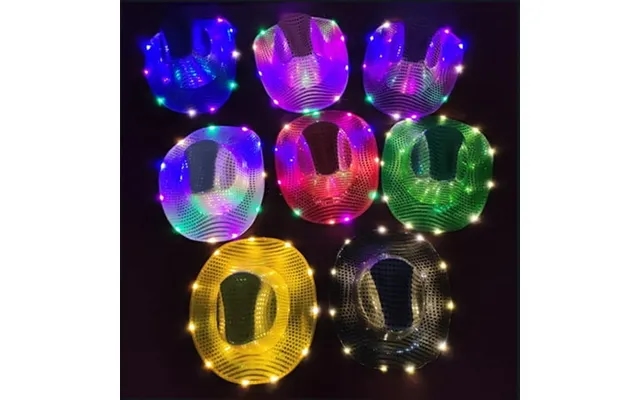 Walbest Led Light-up Cowboy Hat Retro Western Style Luminous 9 Color Available Christmas Party Nightclubs Performance Ph product image