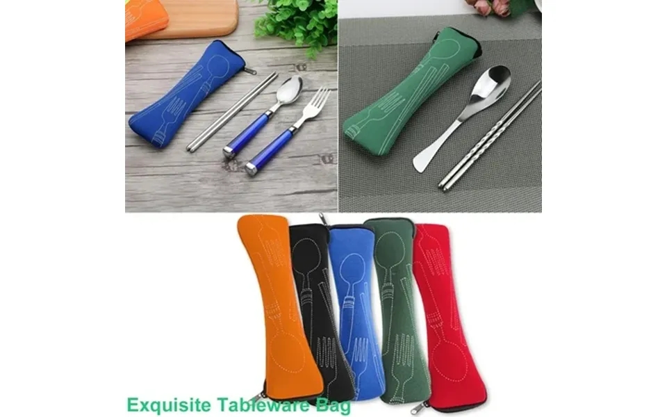 Walbest Portable Travel Tableware Zipper Bag Reusable Outdoor Hiking Camping Recyclable Cutlery Storage Pouch Size 7