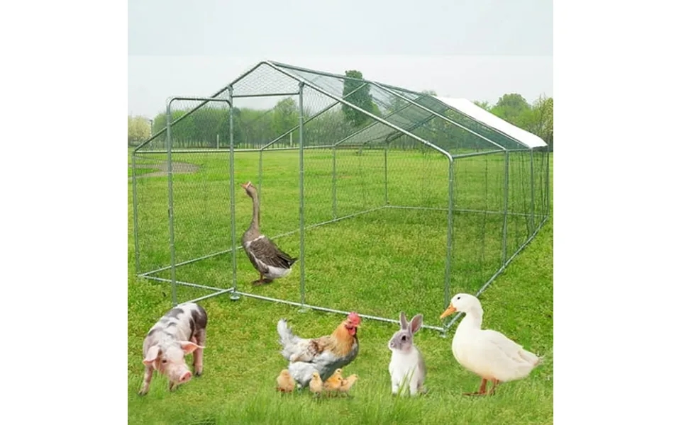 Walcut Metal Chicken Coops 20x10ft Walk In Hen Cage Poultry Run Playpen Ducks Rabbits With Cover