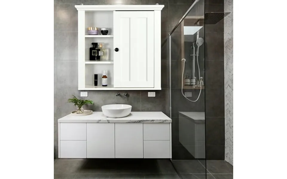 Wall Mounted Storage Cabinet Modern Space Saving Hanging Cabinet With Double Mirror Doors And Storage Shelves Home Bathr