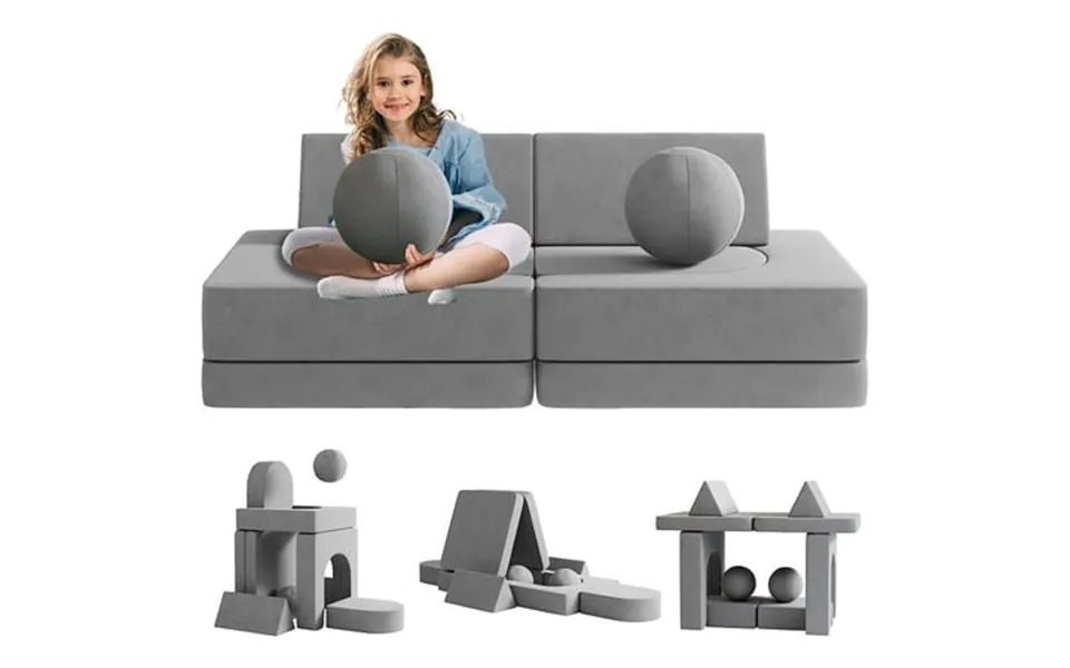 Wanan 10pcs Kids Couch Modular Sofa Convertible Toddler Play Sofa With 2 Balls
