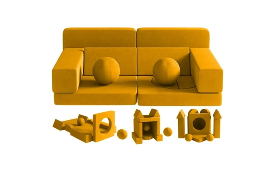 Wanan 12pcs Kids Couch Toddler Couch With 2 Balls And Tunnel Modular Kids Play Couch For Playroom Fold Out Kids Sofa Cou