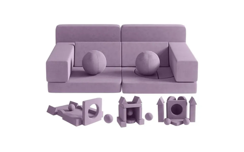 Wanan 12pcs Kids Couch Toddler Couch With 2 Balls And Tunnel Modular Kids Play Couch For Playroom Fold Out Kids Sofa Cou