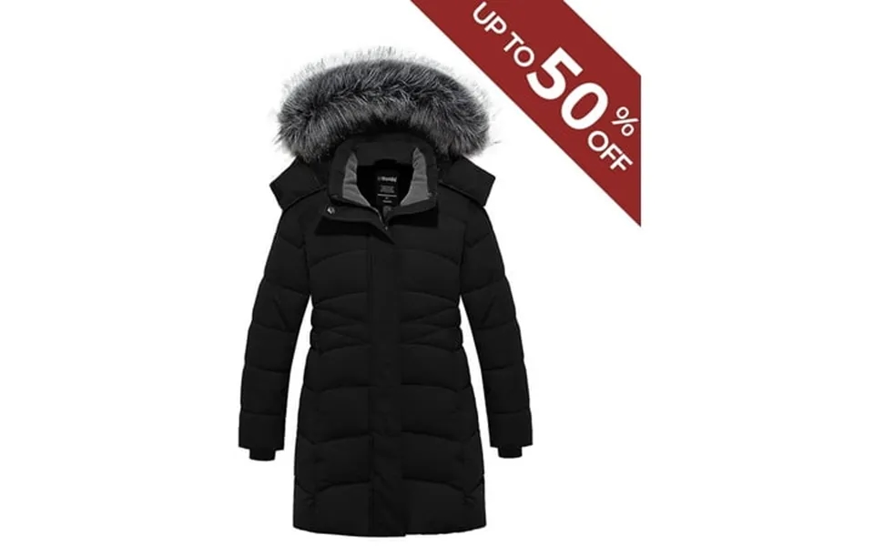 Wantdo Girl S Coat Insulated Winter Coat Recycled Puffer Parka Jacket Outerwear Jacket Black 10 12