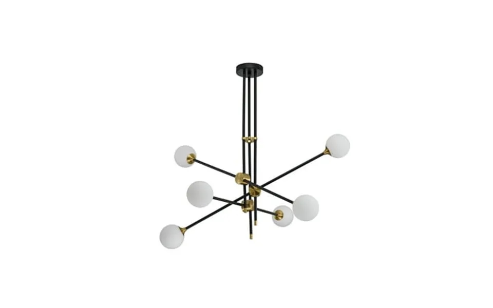 Warehouse Of Tiffany Emillo Brass Matte Black With 6 Light Bulb Chandelier