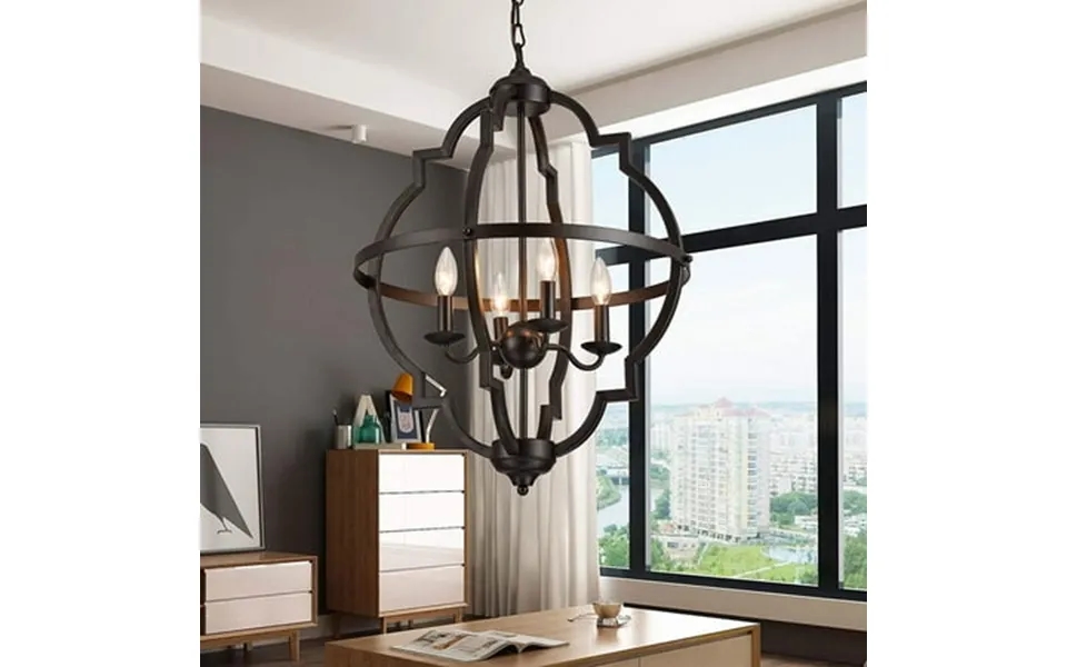 Warehouse Of Tiffany Octavia Brown 4-light Pendant With Brown Shade