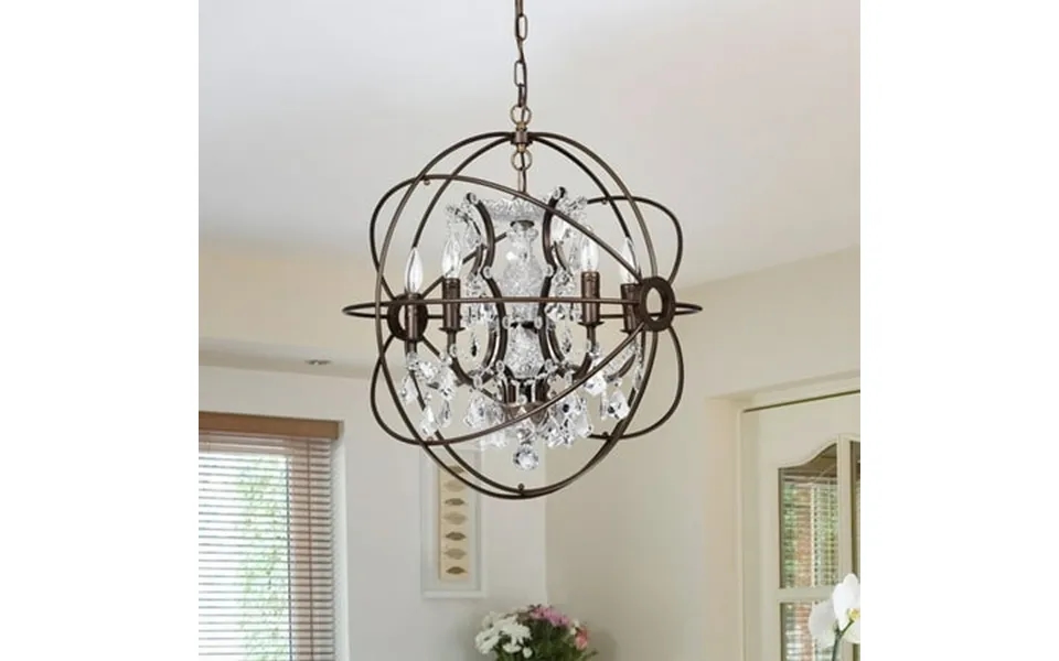 Warehouse Of Tiffany Planetshaker Ii Antique Bronze And Crystal 6-light Chandelier