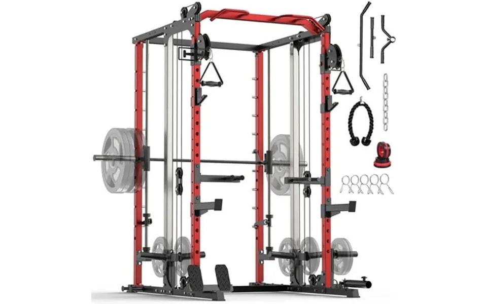 Wariout Power Cage 2000lbs Multi-function Smith Machine With Cable Crossover System Fitness Squat Rack For Full-body Wor