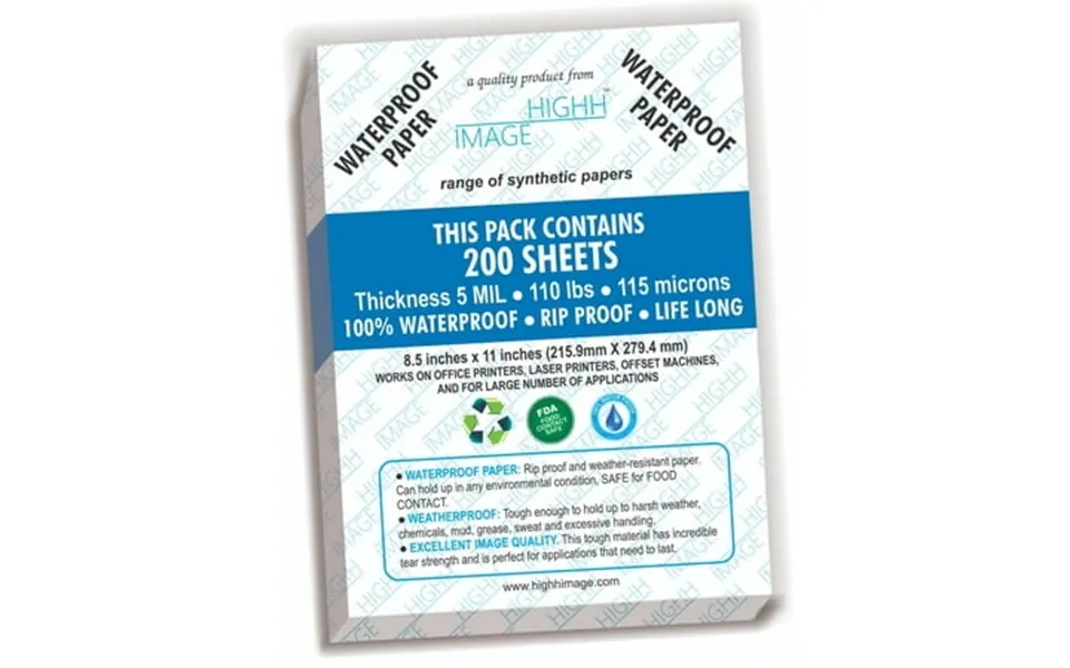 Waterproof Paper 200 Sheets Thickness 5 Mil 110 Lb Synthetic Paper 8