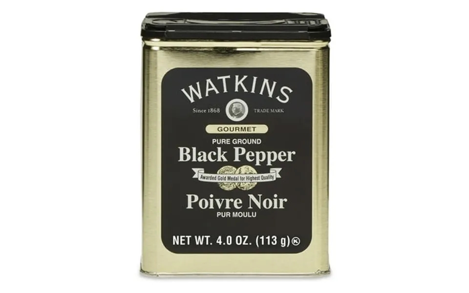 Watkins Gourmet Spice Tin Pure Ground Black Pepper 4 Oz Fish-free
