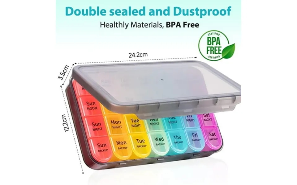 Weekly Pill Organizer Travel Pill Box Case 7-day 4-times-a-day With Big Compartments To Hold Plenty Of Fish Oils Vitamin