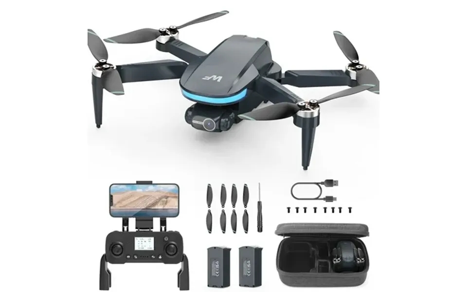 Wefone Wf40 2-axis Gimbal Gps Drones With Camera For Adults 4k Eis Foldable Brushless Motor 2 Batteries Black