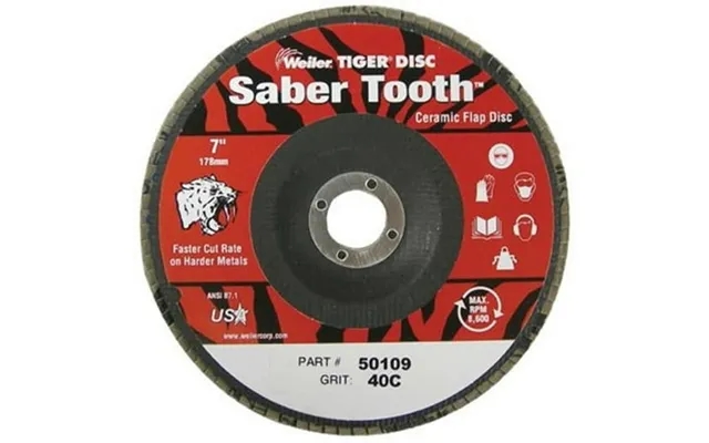 Weiler Saber Tooth Ceramic Flap Discs 7 40 Grit 5 8 Arbor 12 000 Rpm product image