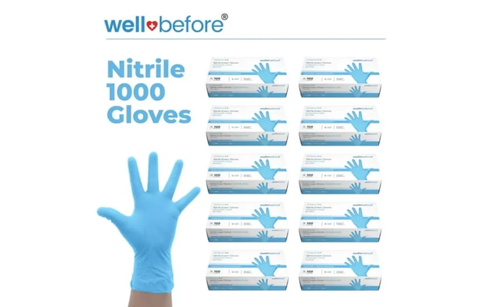 Wellbefore Blue Nitrile 5 Mil Disposable Gloves - Large 1000 Ct