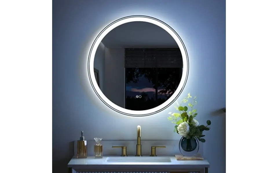 Wellfor 28 Rounded Led Bathroom Mirror Bathroom Vanity Mirror With Lights Wall-mounted Vanity Mirror With 3000k 4000k 60
