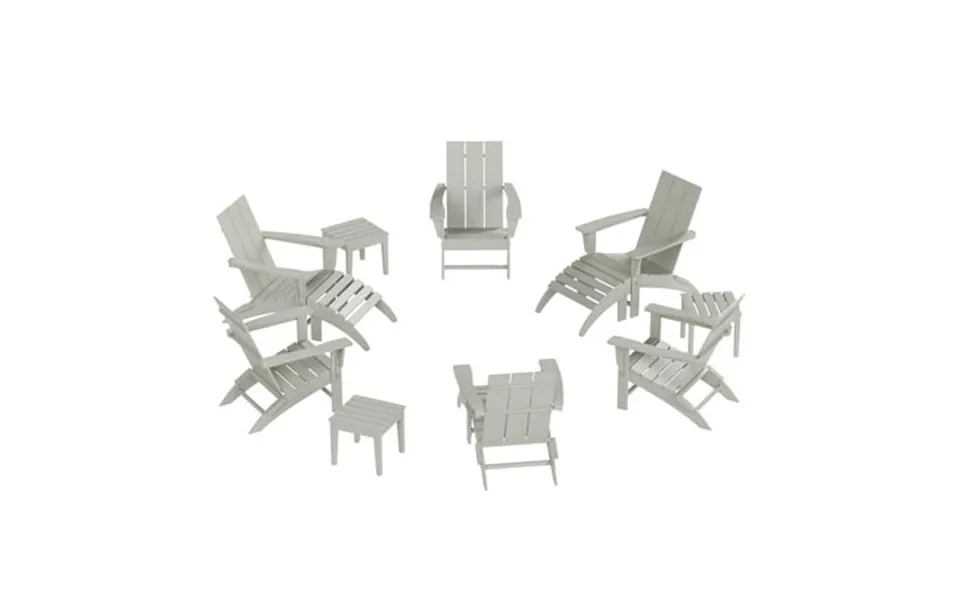 Westintrends Ashore 12 Pieces Adirondack Chairs Set All Weather Poly Lumber Adirondack Chairs With Ottoman And Side Tabl