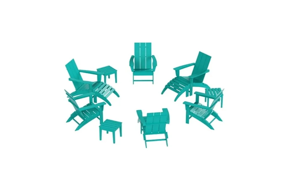 Westintrends Ashore 12 Pieces Adirondack Chairs Set All Weather Poly Lumber Adirondack Chairs With Ottoman And Side Tabl