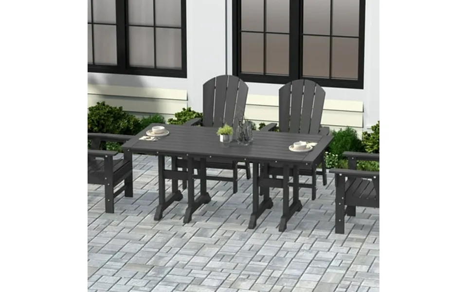 Westintrends Malibu Outdoor Dining Table For 6 All Weather Poly Lumber Adirondack 71 Trestle Long Dining Table With Umbr