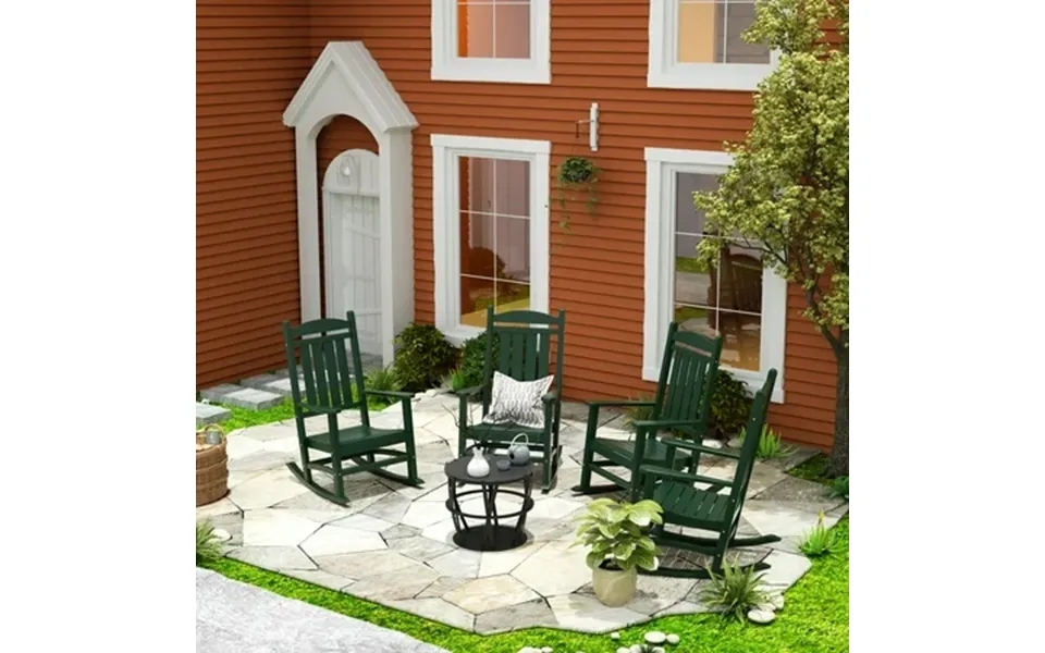 Westintrends Malibu Outdoor Rocking Chair Set Of 4 All Weather Poly Lumber Adirondack Rocker Chair With High Back 350 Lb