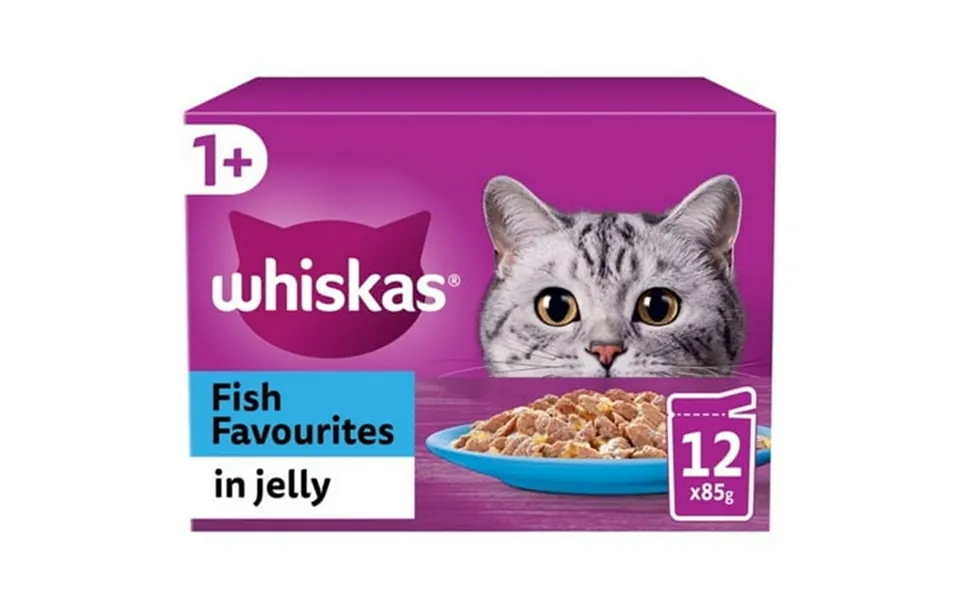 Whiskas 1 Cat Pouches Fish Favourites In Jelly Cat Food 12x85g 1 Case
