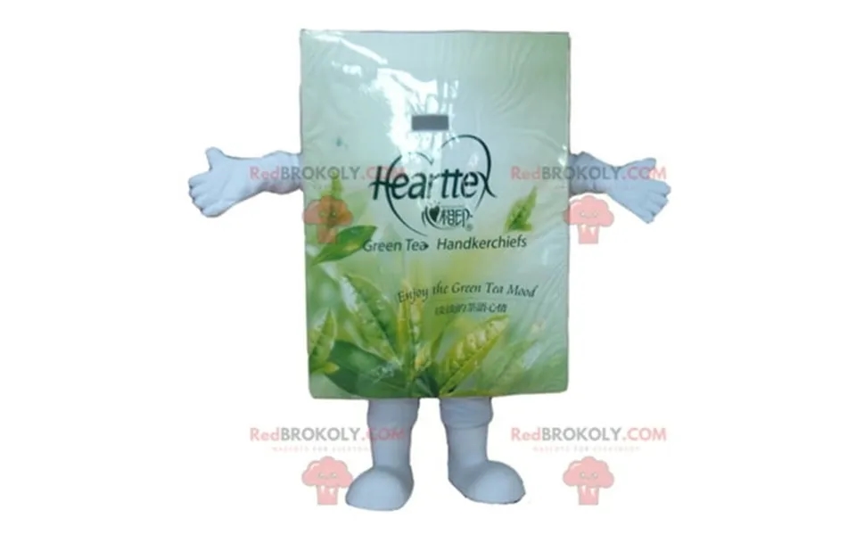 White And Green Tea Bag Box Mascot