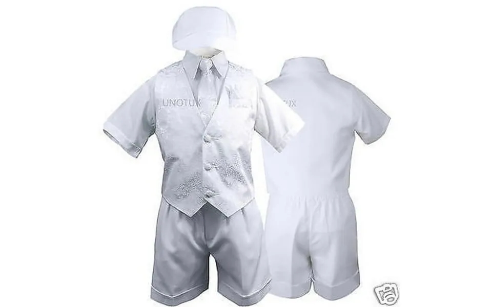 White Baby Toddler & Boy Christening Baptism Vest Shorts Suit S M L Xl 2t 3t 4t